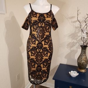 NWOT VENUS Sequins cold shoulder dress